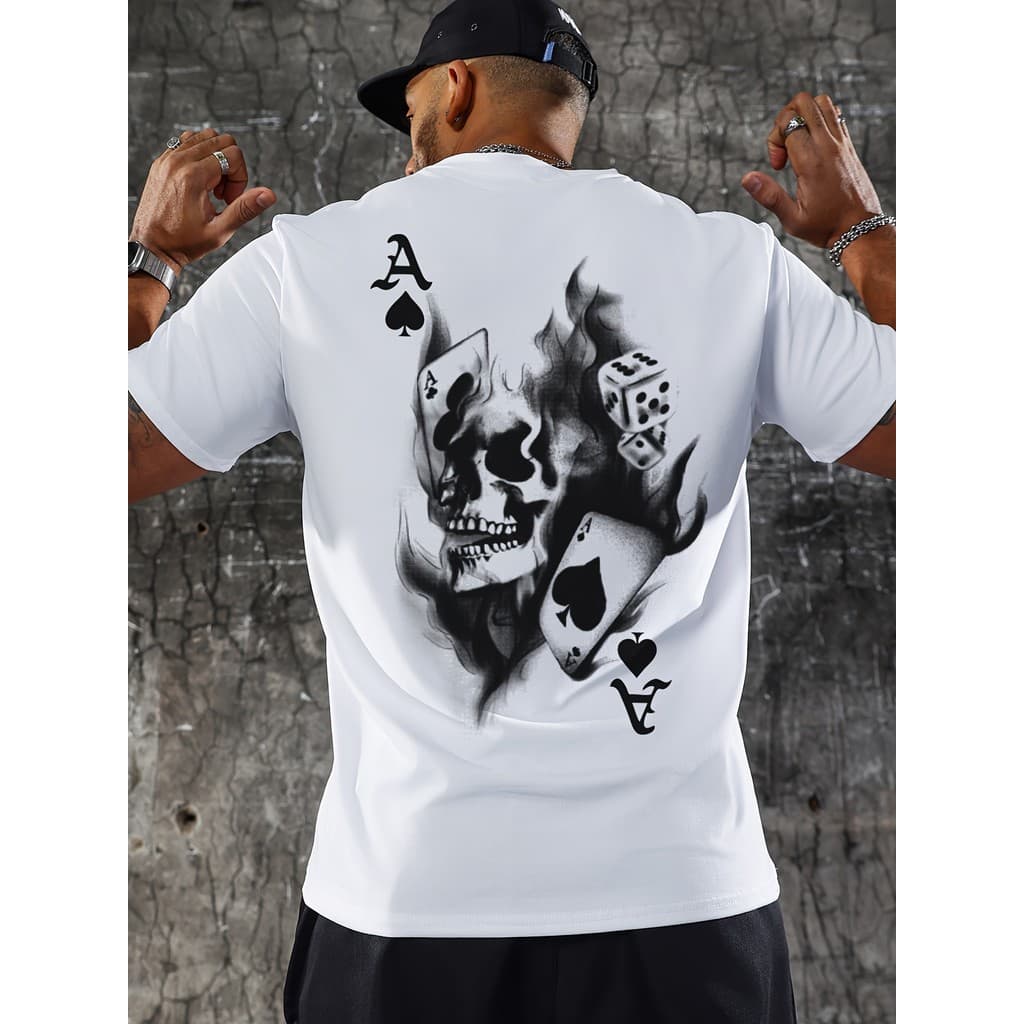 Camiseta Masculina Algodão Premium Estampa Caveira E Coração Carta
