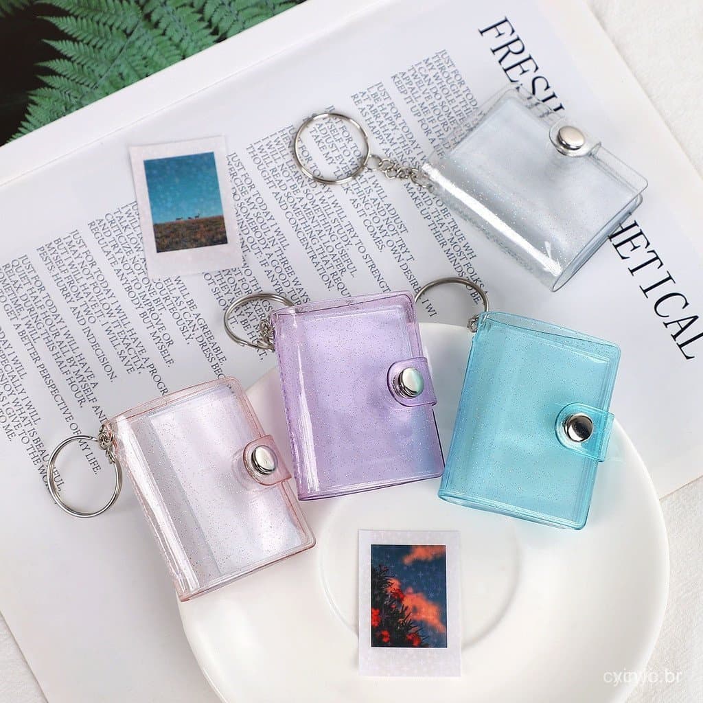 JIANWU Mini Álbum De Fotos Fofo Com 16 Folhas E Botão De Pressão , 1/2 Polegada , Material De Armazenamento De Papel , L