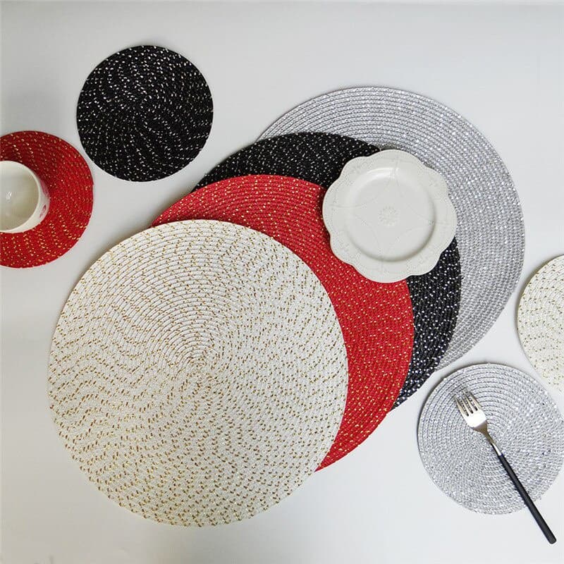 1Pc Isolamento Placemat Redondo Ocidental Multiuso Anti-Escaldante Coaster Doméstico Ouro Tecido Tapete De Mesa Moderno