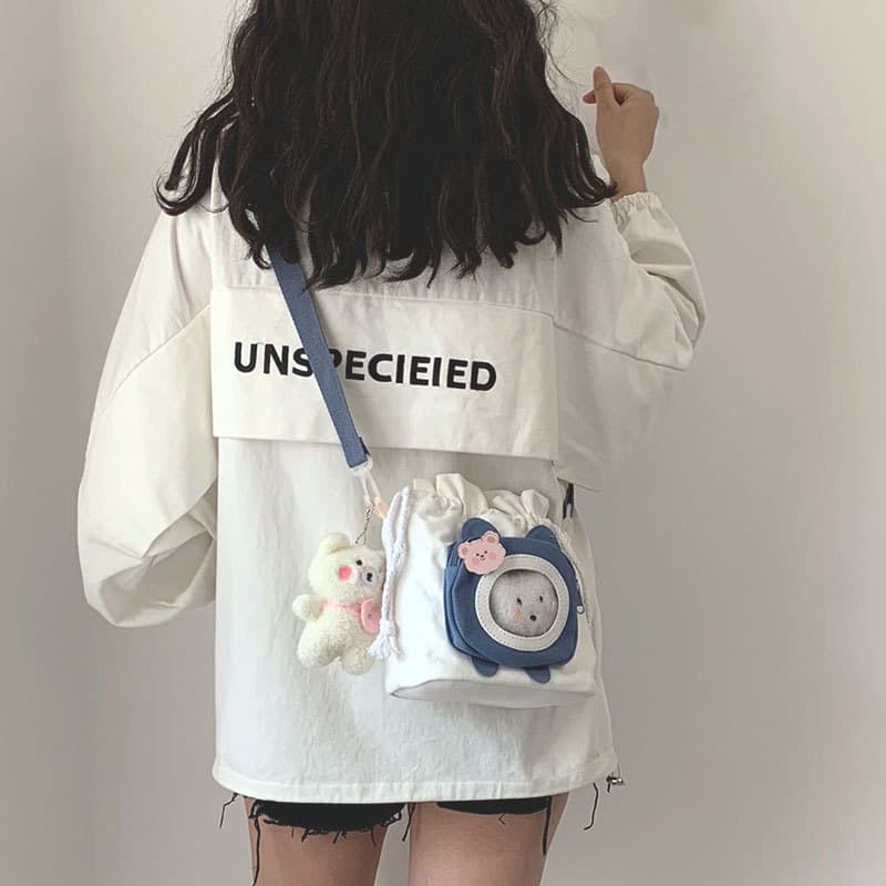 Japonês Harajuku bonito menina estudante balde saco 2026 novo estilo versão coreana ins macio menina lona saco do mensag