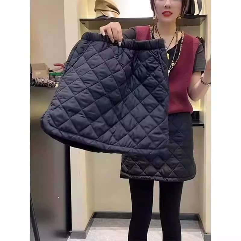 Losango saia curta acolchoada saia feminina outono inverno All-Match exterior Wear moda A linha quente divisão saia de a