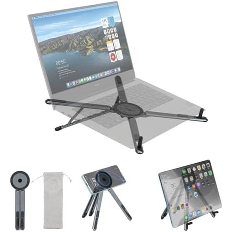 Suporte Portátil Para Laptop Koolehaoda-Riser Dobrável De Alumínio CNC Com Punho Magnético , Ajustável Em Vários Ângulos