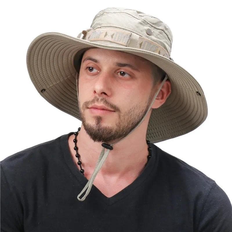 Chapéu de Pescador Masculino de Verão, Proteção UV para Atividades ao Ar Livre, Chapéu Panamá de Aba Larga, Chapéu de Pe