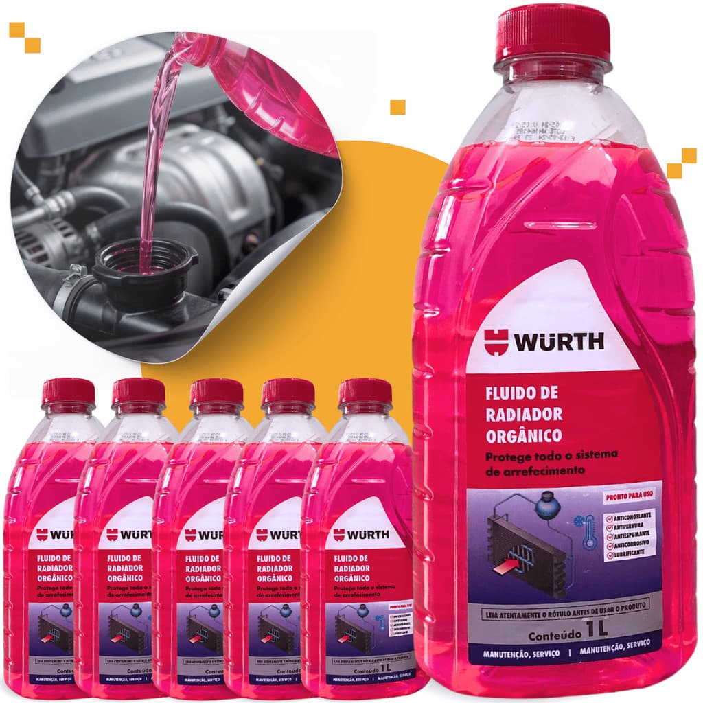 Fluido Radiador Aditivo Arrefecimento Rosa Orgânico Wurth Pronto Uso Antioxidante Anticorrosivo