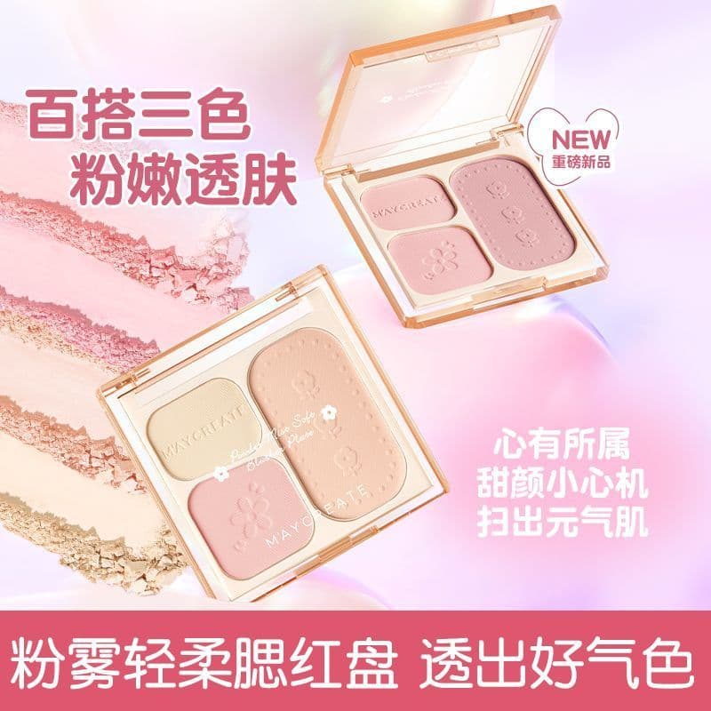 Musculação Chuangyan Tricolor Blush paleta melão multicolorido alto brilho fosco expansão cor contorno Natural brilho il
