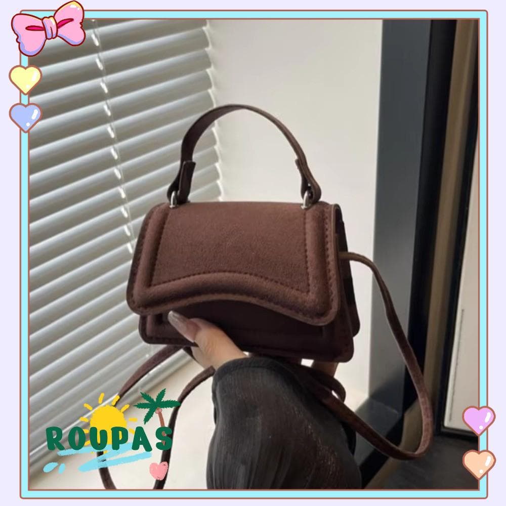 Bolsa Crossbody ROUPAS , De Ombro Em Formato Quadrado De Camurça , Mini Pequena De Cor Sólida Feminina