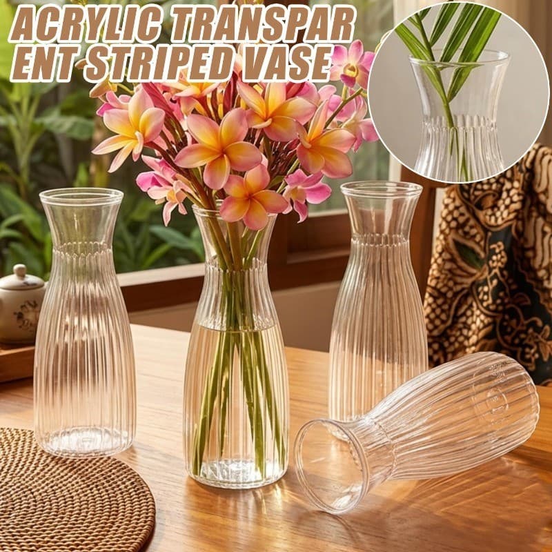 Vaso De Plástico Listrado Transparente De 8-2 Unidades-Recipiente Para Plantas-Suporte De Armazenamento Estilo INS Arran