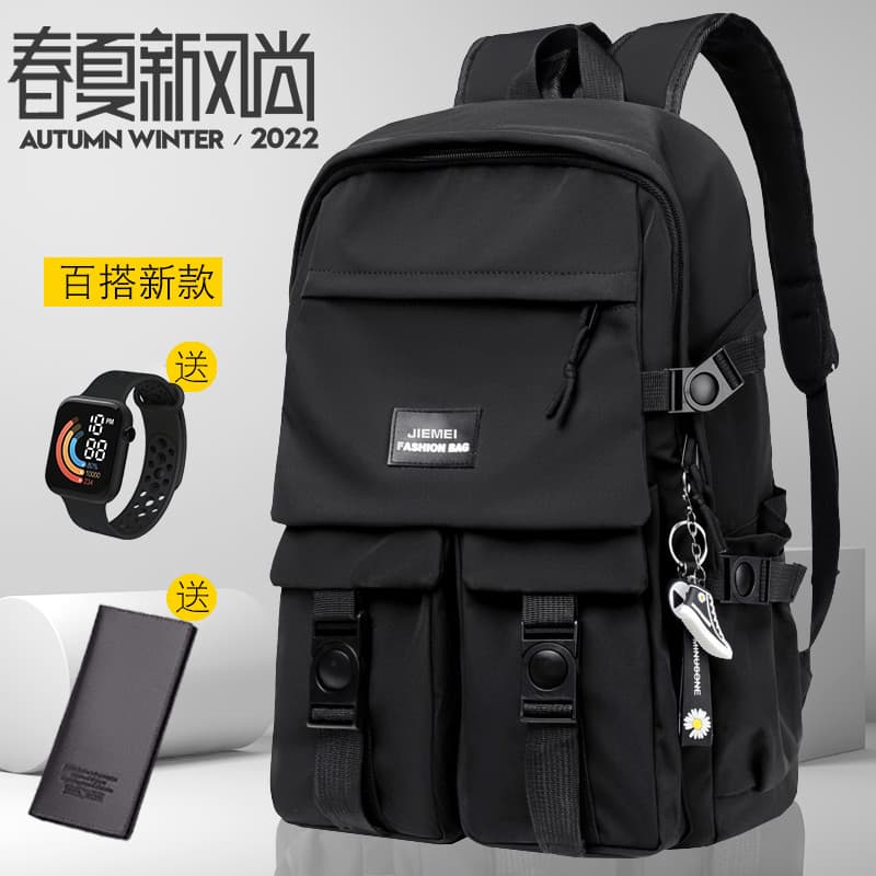 Mochila masculina simples All-Match grande capacidade computador mochila de viagem feminino estudantes do ensino médio d