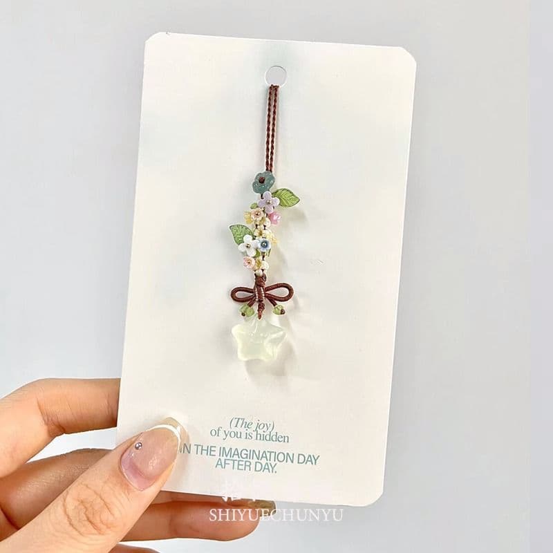 {Estrelas de madeira morta} Novo estilo chinês gelo transparente estrela flor colar doce bonito arco trançado pequeno pi