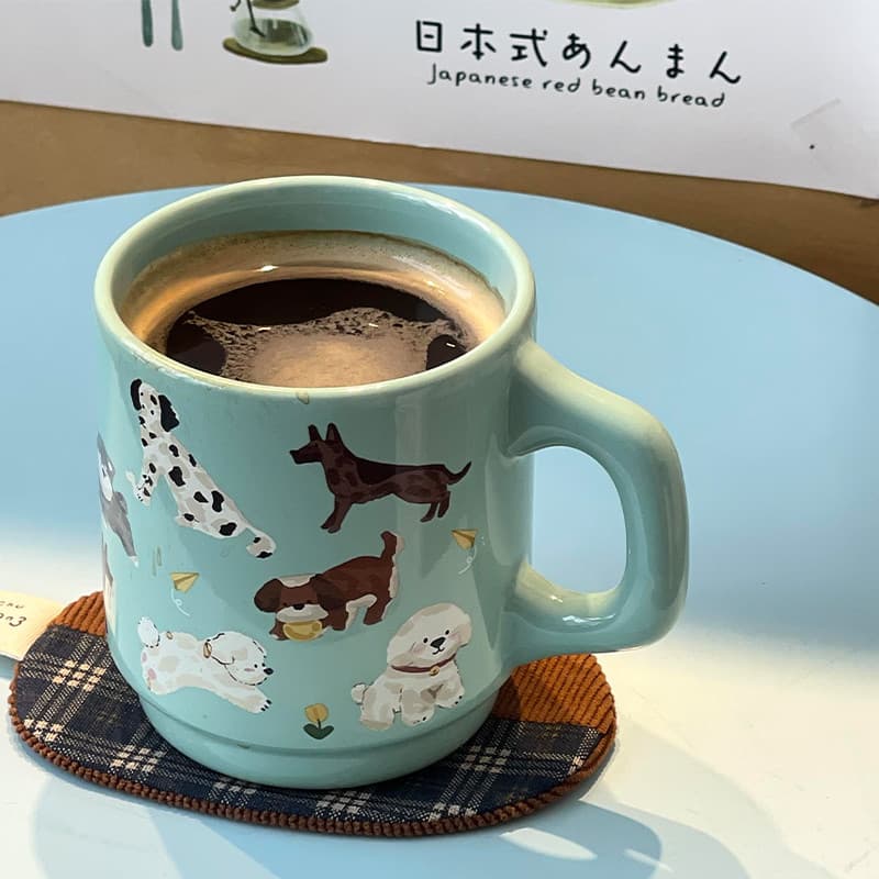 Caneca copo de cerâmica criativo Design de alto valor nicho hortelã filhote de cachorro fresco feminino copo de café dom