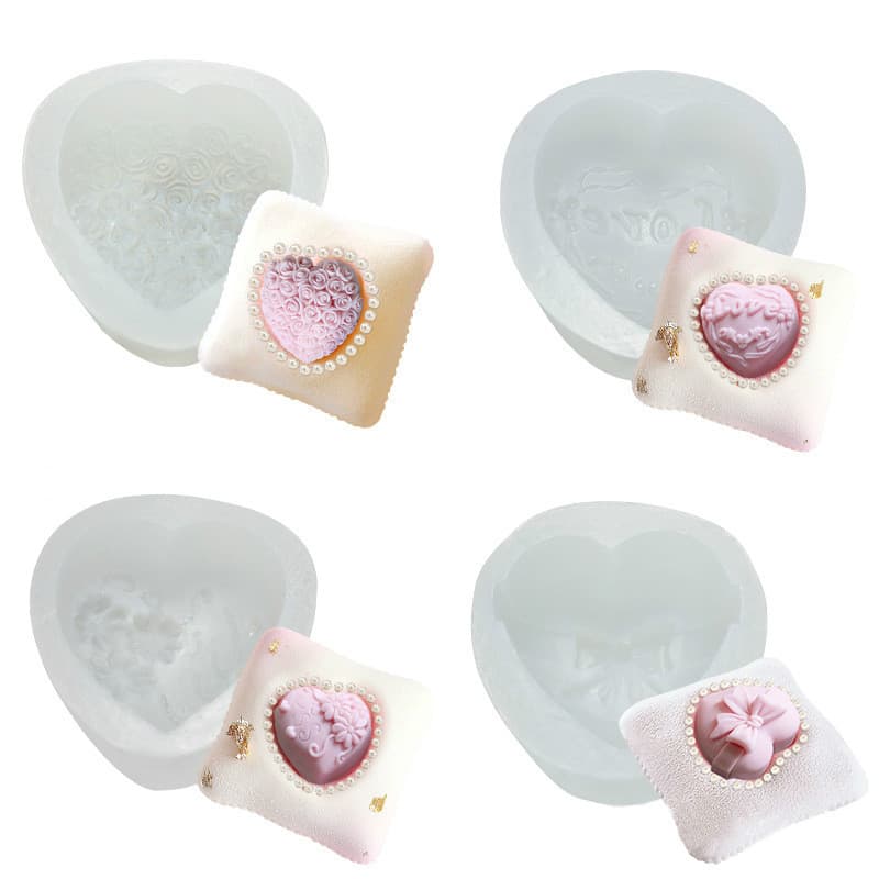 Mel bonito coração travesseiro sanduíche molde pudim geléia amor Mousse bolo artesanal sabão molde de Silicone