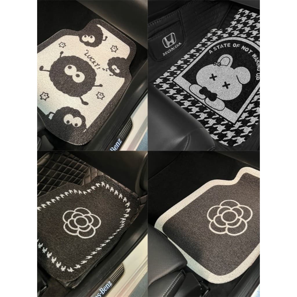 Tapete de carro dos desenhos animados bonito carro anti-sujeira proteção anel de seda carro fácil de limpar tapete antid