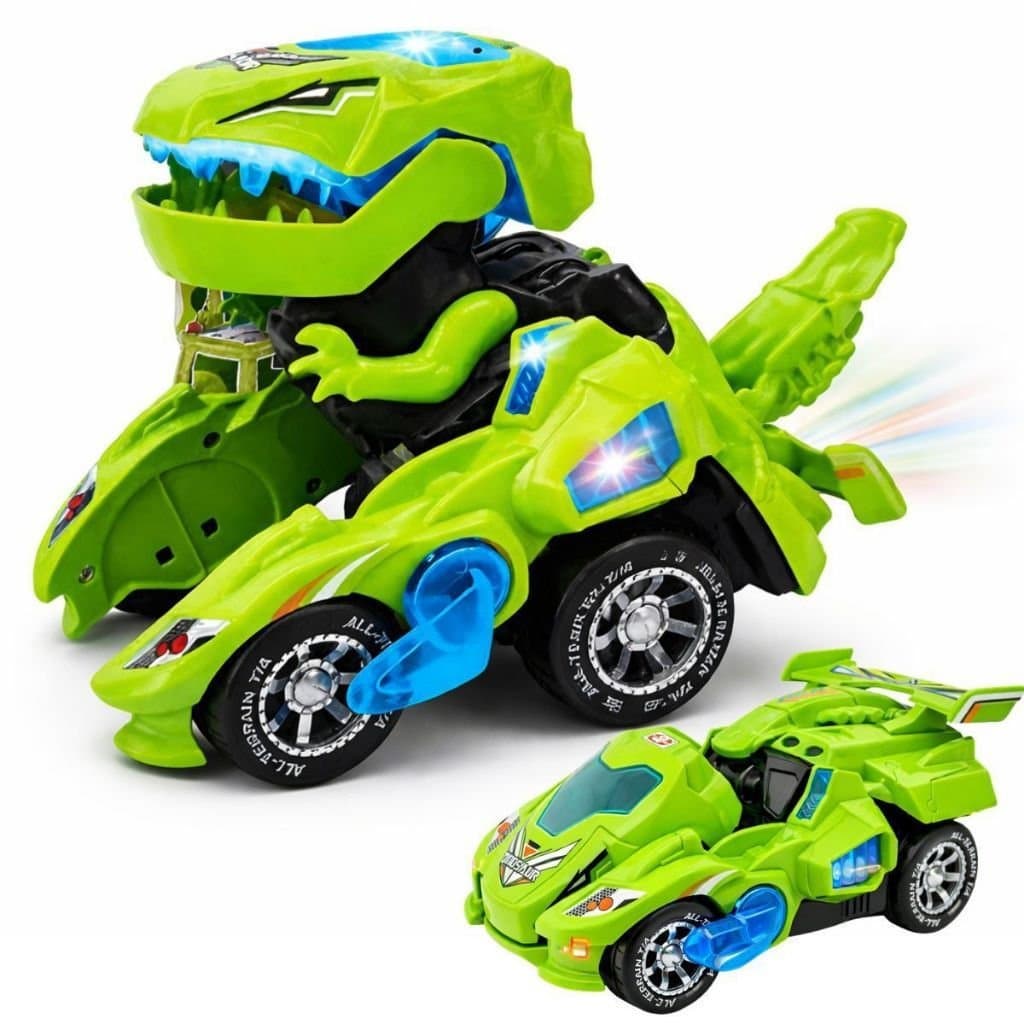 Carrinho Dinossauro Vira Robô Dino Com Luz Bate e Volta Brinquedo Infantil