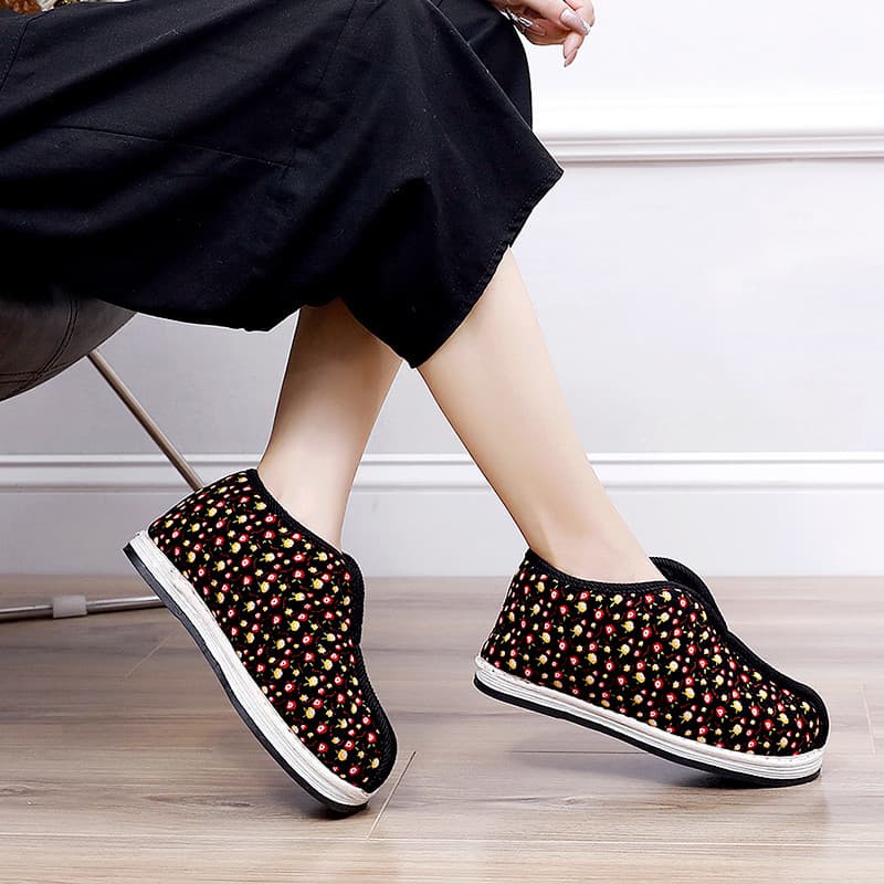 Sapatos de algodão com sola de pano para idosos de meia-idade, mulheres, Melaleuca, sola de pano, algodão, rio, molusco,