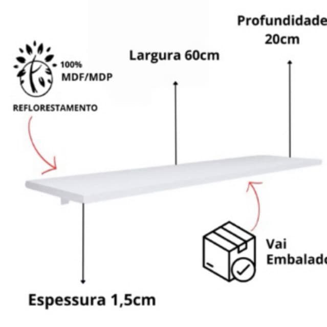 Prateleira 60x20 cm sala quarto banheiro multiuso Mdf Qualidade