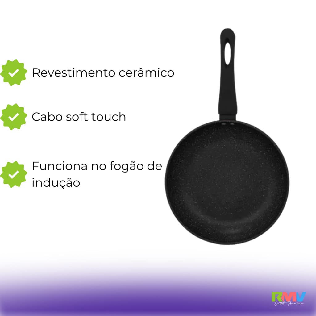 Frigideira Cerâmica Indução Gás Frita Sem Óleo Antiaderente Azul