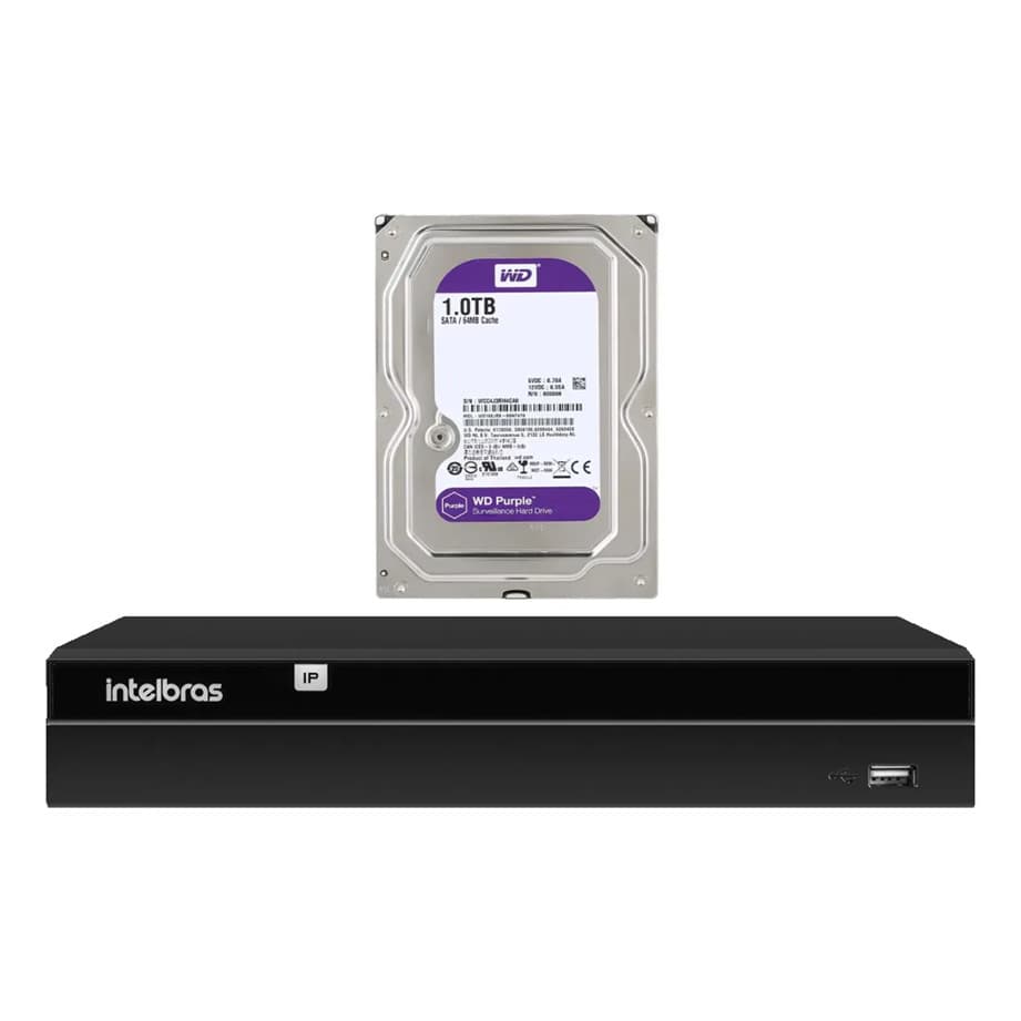 Gravador Ip Nvr 8 Canais Poe Nvd 1408 P + Hd 1 Tb Purple Intelbras