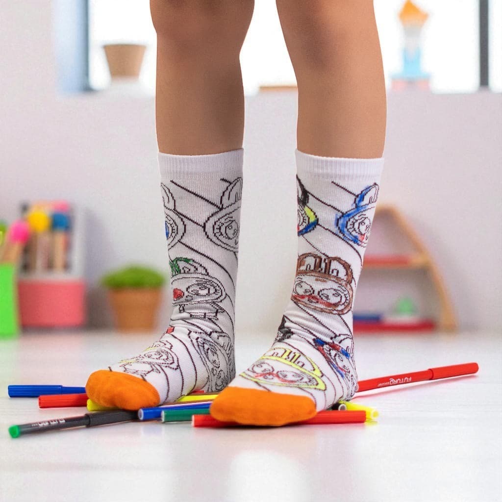 Meia Infantil De Colorir Personalizável Com Canetinhas Laváveis Duck Goods Reutilizável