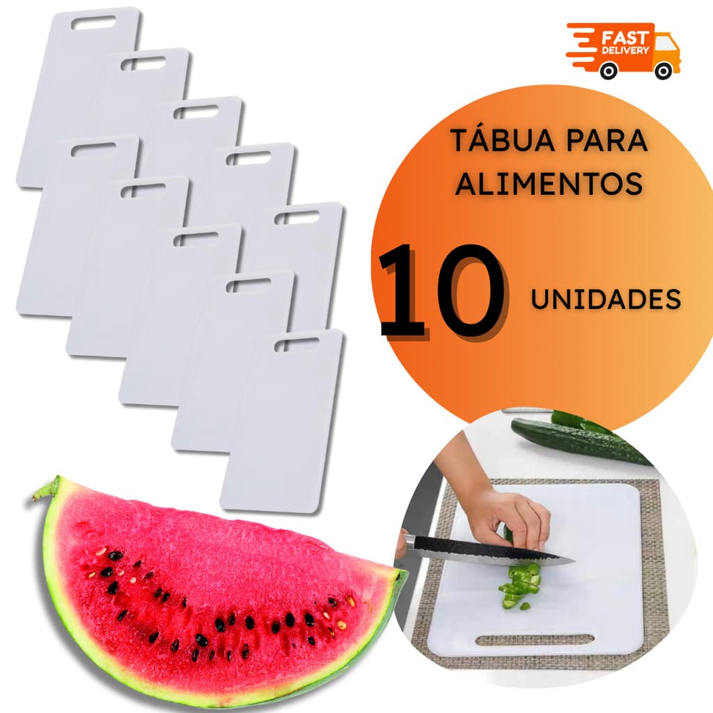 Kit de Tábuas de Cozinha Tábua Corte Plástico Branca Carne Legumes Verduras - 2, 4 ou 10 unidades