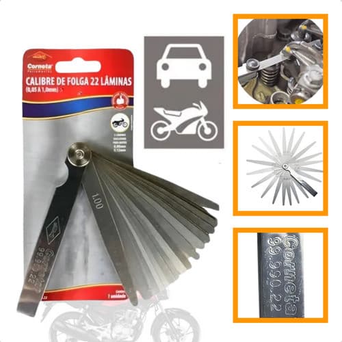 Calibre De Folga C/ 22 Laminas Regulagem Válvulas Carro Moto