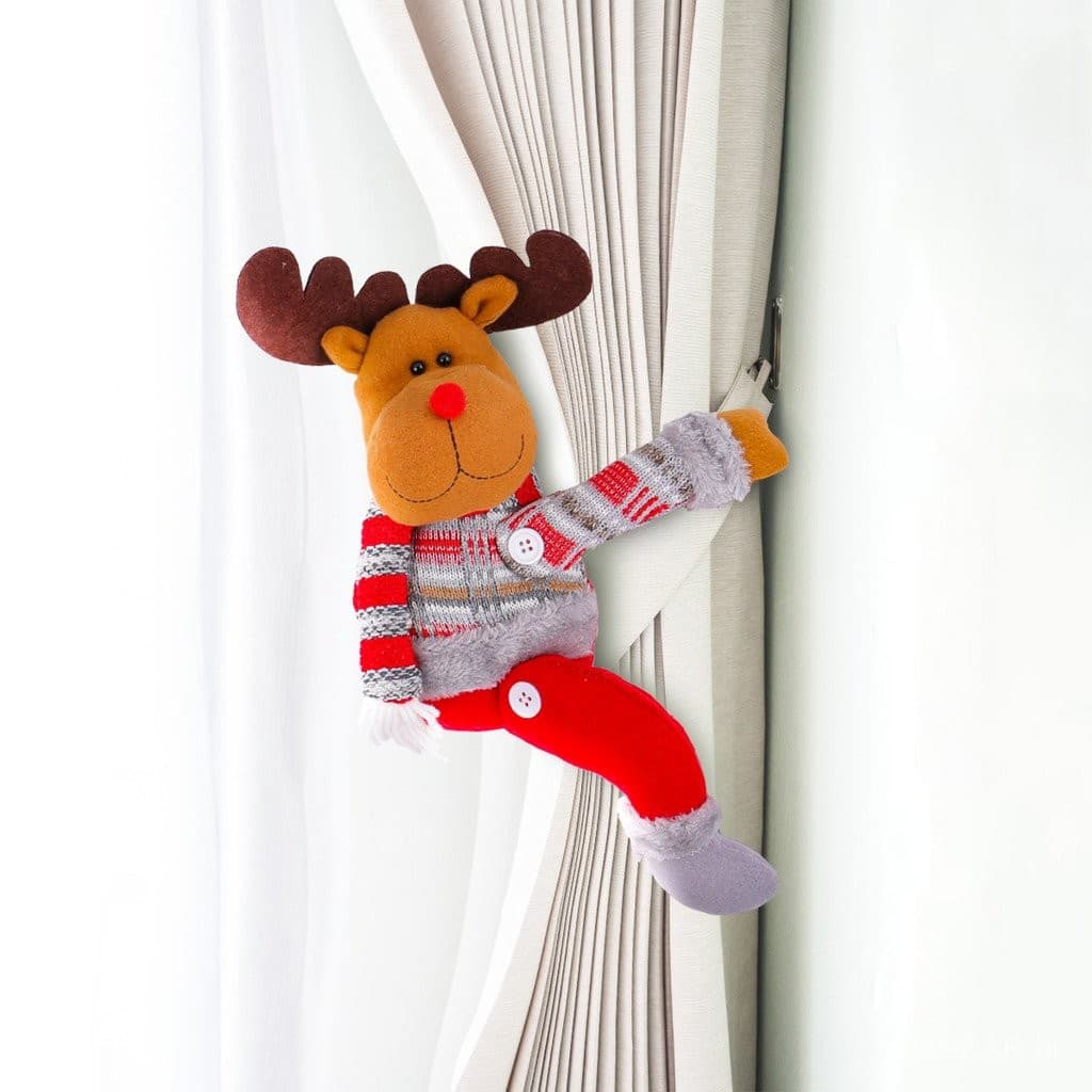 Suprimentos de decoração de Natal, decoração de cortina, decoração de vitrine com boneca de desenho animado, presentes d