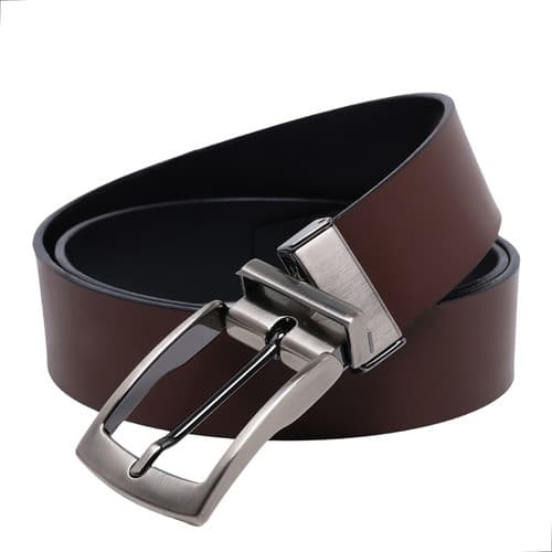 Cinto Slim Dupla Face Couro Legítimo Marrom Preto