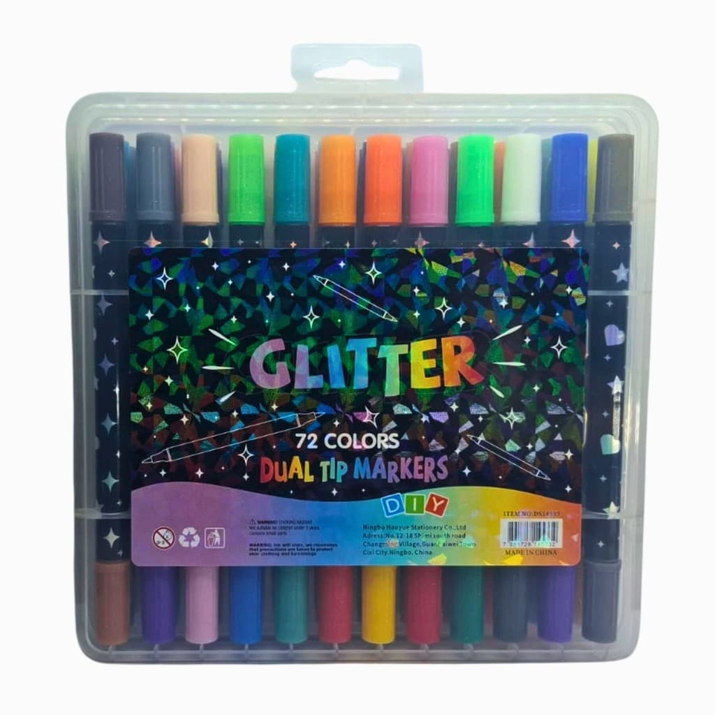 Canetinha Touch Love Glitter 72 Cores Ponta Dupla com Maleta