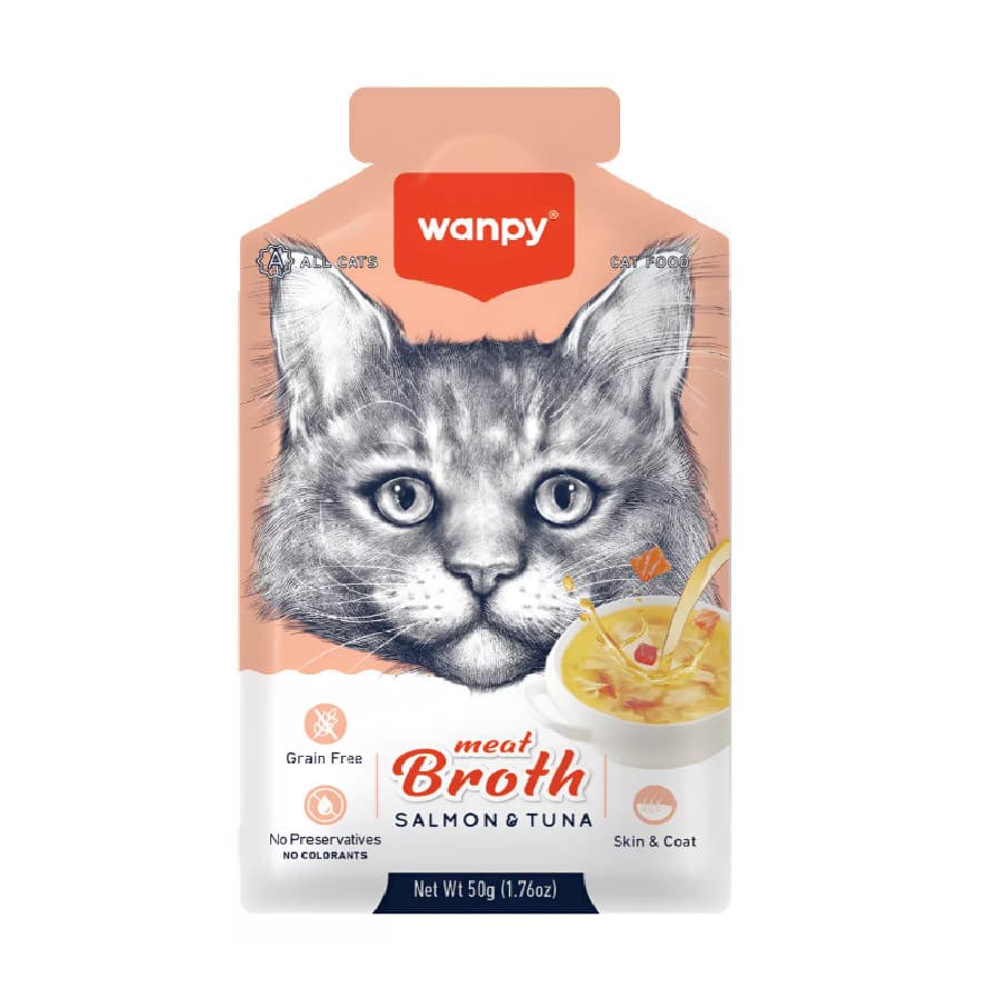 Petisco para gato Wanpy caldo sabor atum e salmão 50g
