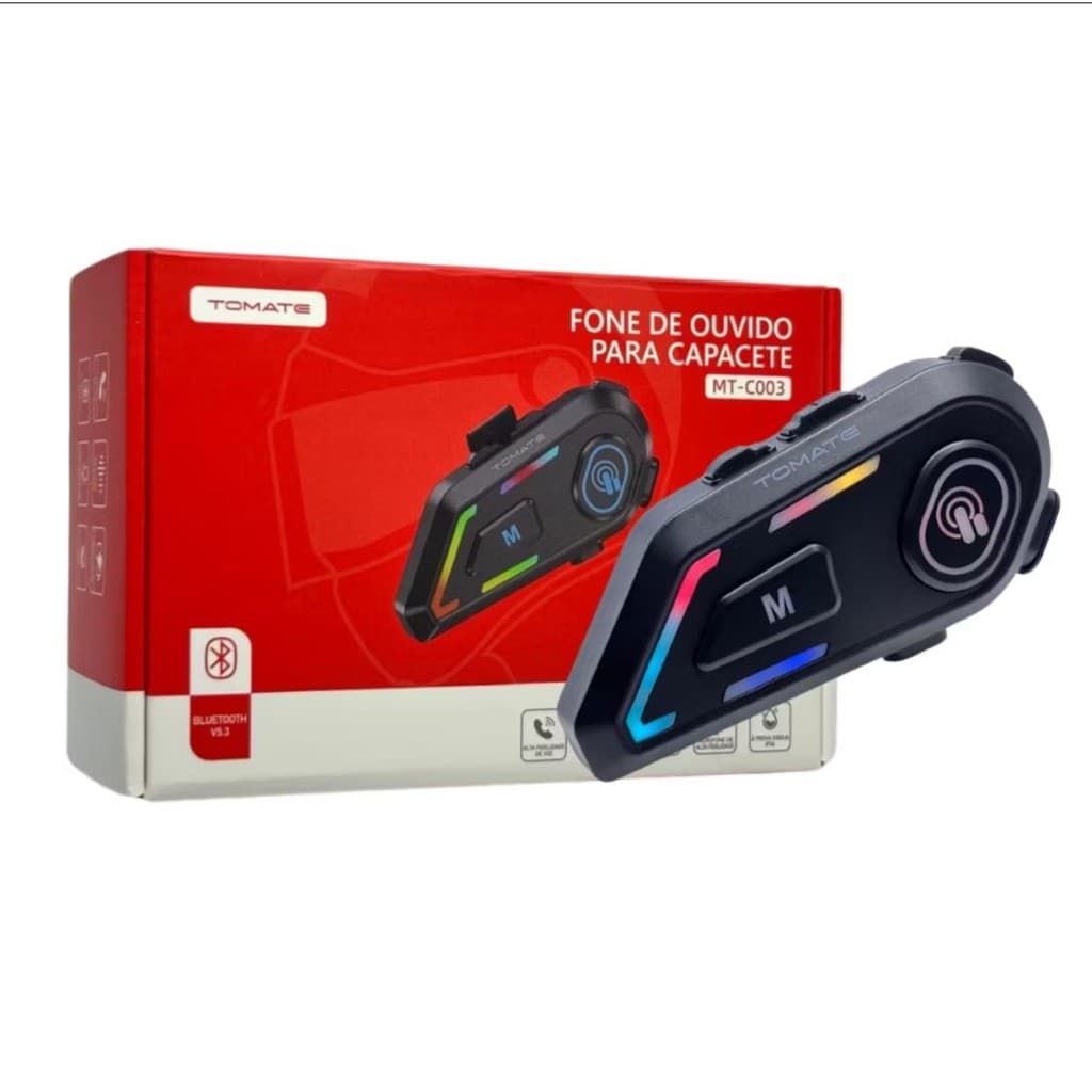 Fone Capacete Moto Tomate MT-C003 Sem Fio Bluetooth 5.3 À Prova D'água IPX6 Bateria Longa Duração