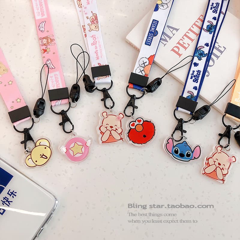 Cordão de telefone móvel de desenho animado de casal/chaveiro de ornamentos femininos exclusivos Anti-perda