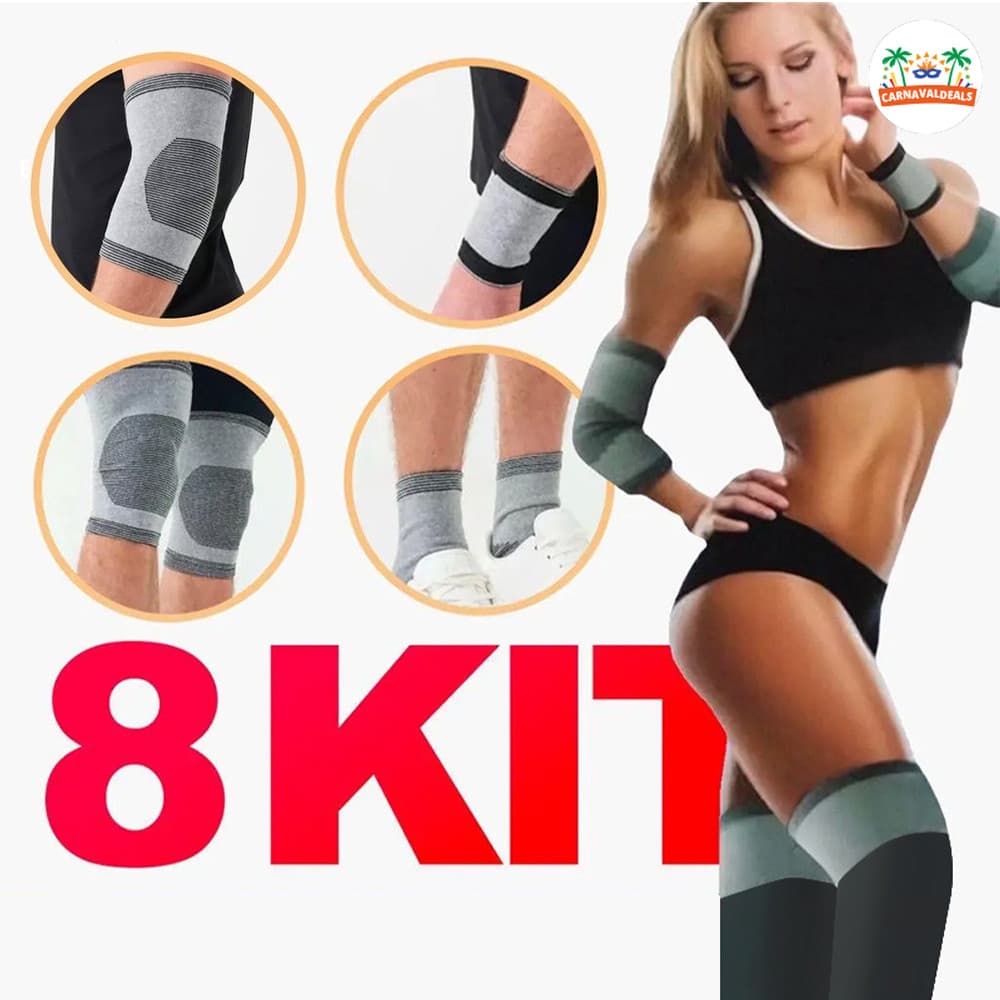 Kit 8 em 1 - capas protetoras com um par de joelheiras, tornozeleiras, cotoveleiras e homens mulheres Munhequeiras