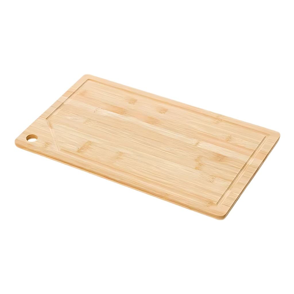 Tábua De Corte Para Churrasco Carne Bambu Retangular Com Furo 32x20x1,2cm Tábua Para Servir Plasvale