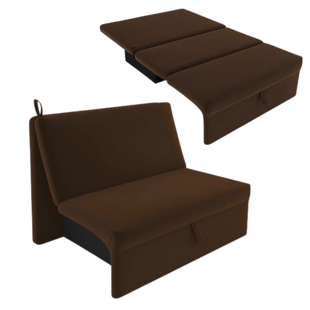 Estofado Sofá Cama 2 Lugares Malu Reclinável Tecido Suede 115x88x80cm