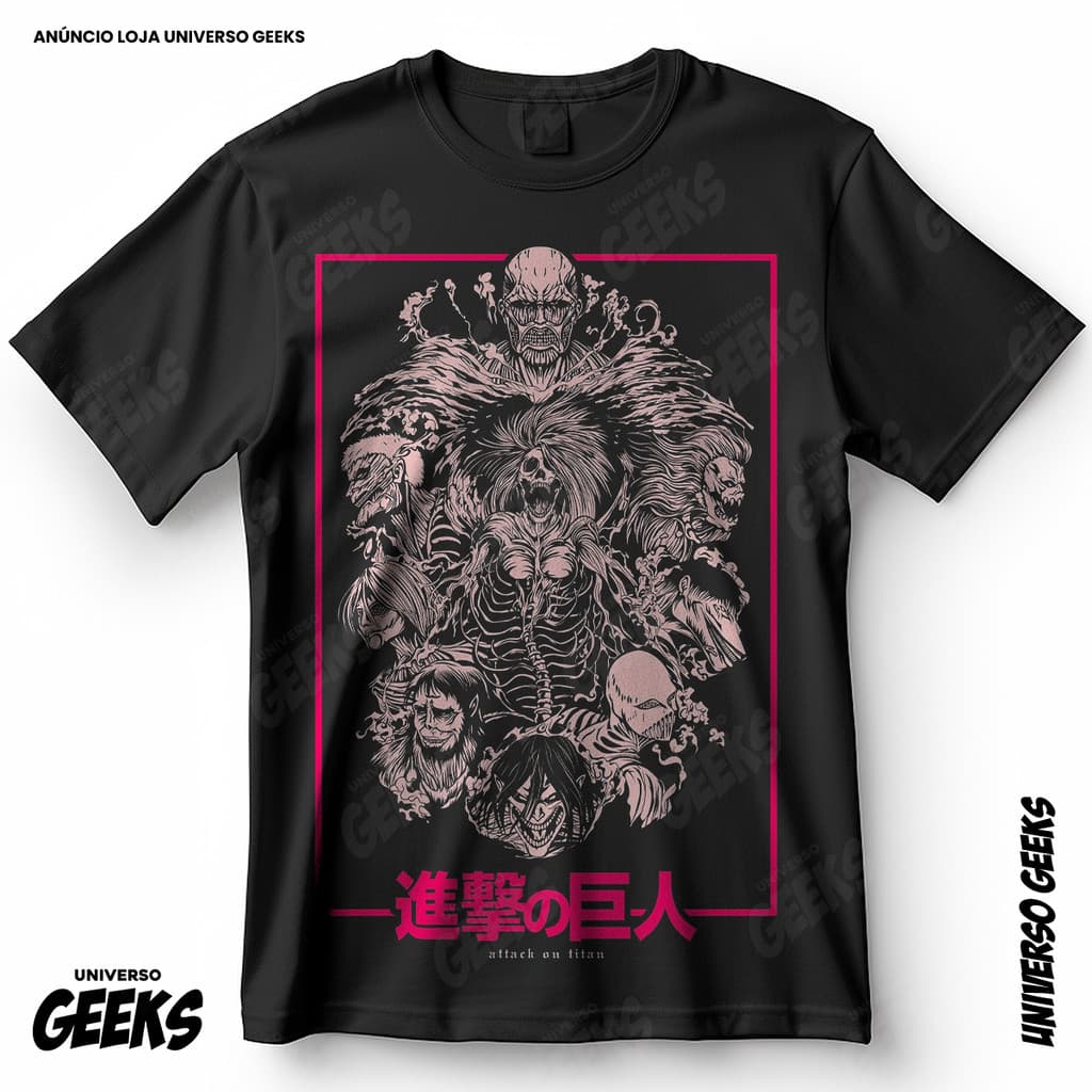 Camiseta Attack On Titan Nove Titas Originais Blusa Camiseta de Anime 100% Algodão