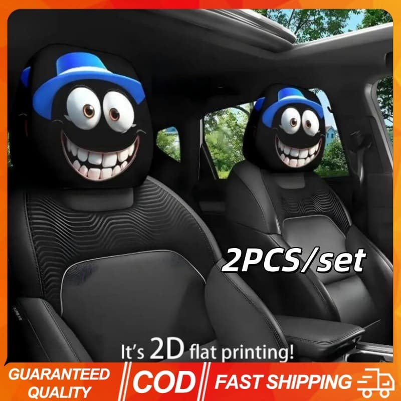 Fronha De Carro Estampada Com Rosto Sorridente , 2 Peças , Macia E Confortável , Decorativa , Assento Automático , Encos