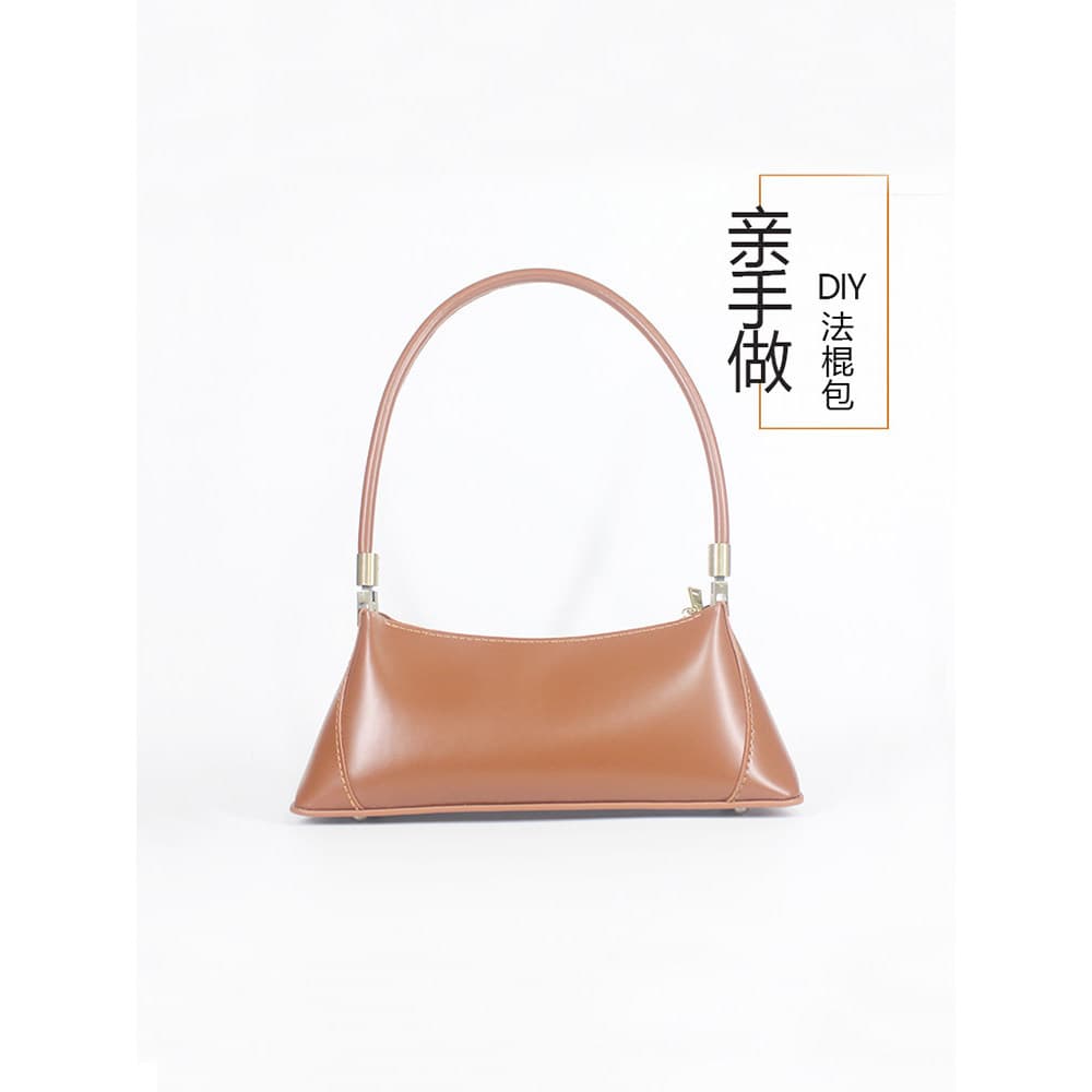Couro genuíno de um ombro axilas saco feminino novo estilo nicho Retro All-Match francês Baguette saco diy Material saco