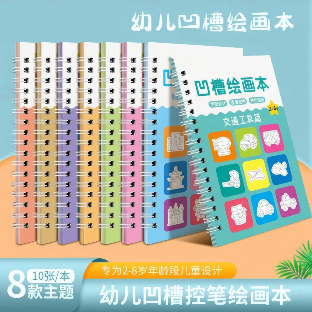 Y estilo comércio comercial crianças sulco pintura livro jardim de infância 3-8 anos de idade bebê iluminação caneta tre