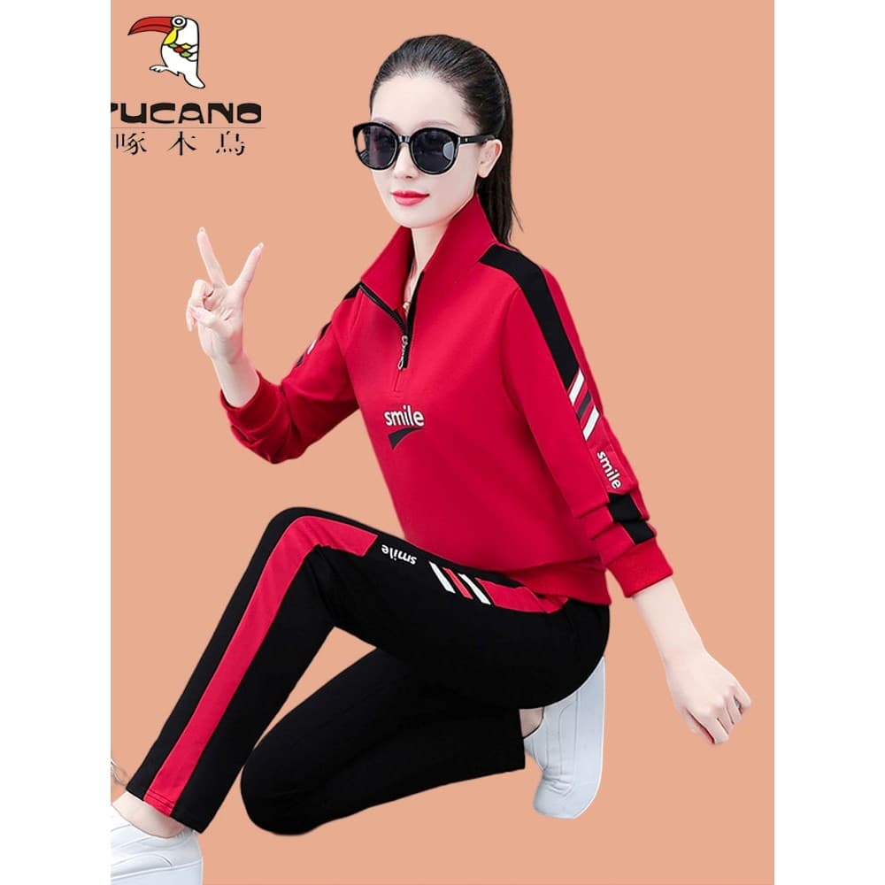 Woodpecker terno esportivo feminino primavera outono tamanho grande gola alta grupo de dança quadrada compra desempenho