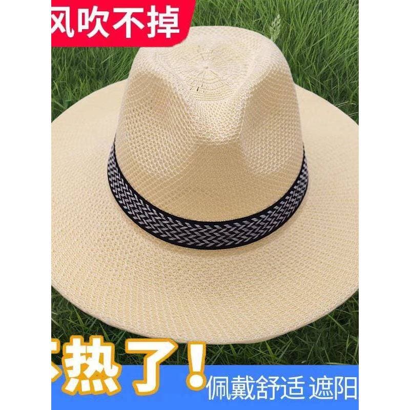 Chapéu masculino verão protetor solar chapéu de palha ao ar livre praia montanhismo balde chapéu aba grande chapéu de so