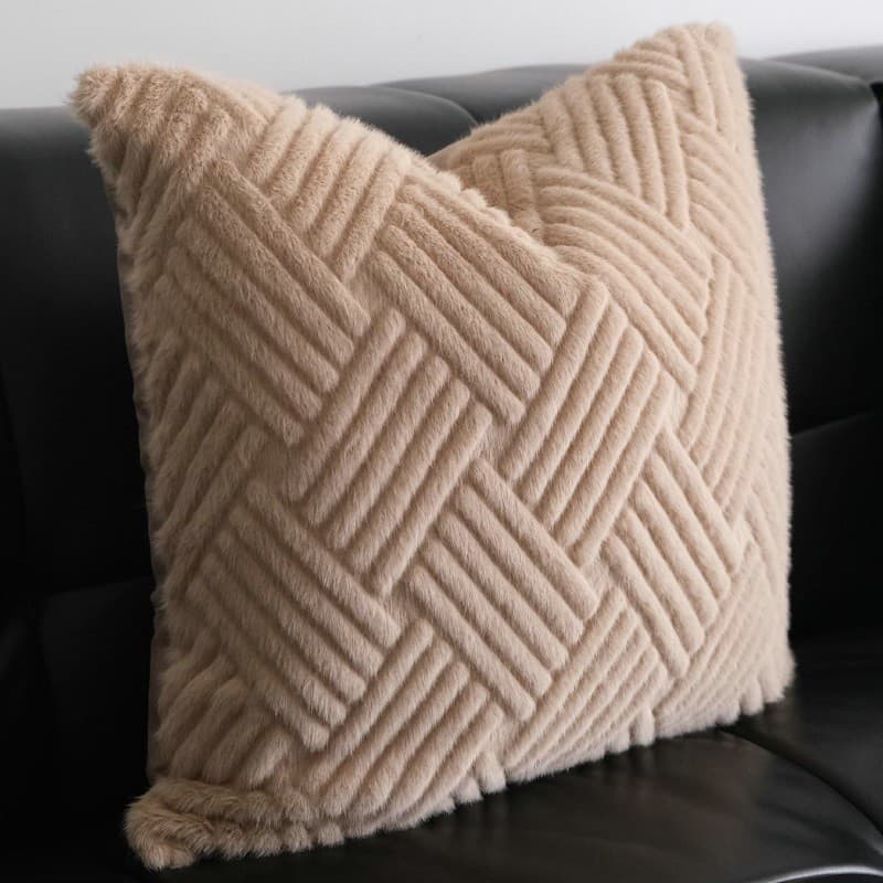 Ins luz luxo Premium pelúcia cáqui travesseiro imitação de cabelo vison sala estar sofá almofada lombar fronha com núcle