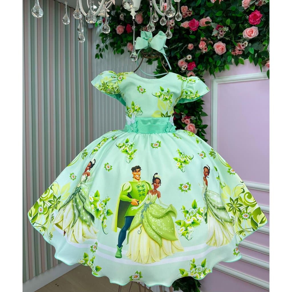 Vestido Delicado Temático Luxo Tiana A Princesa e o Sapo