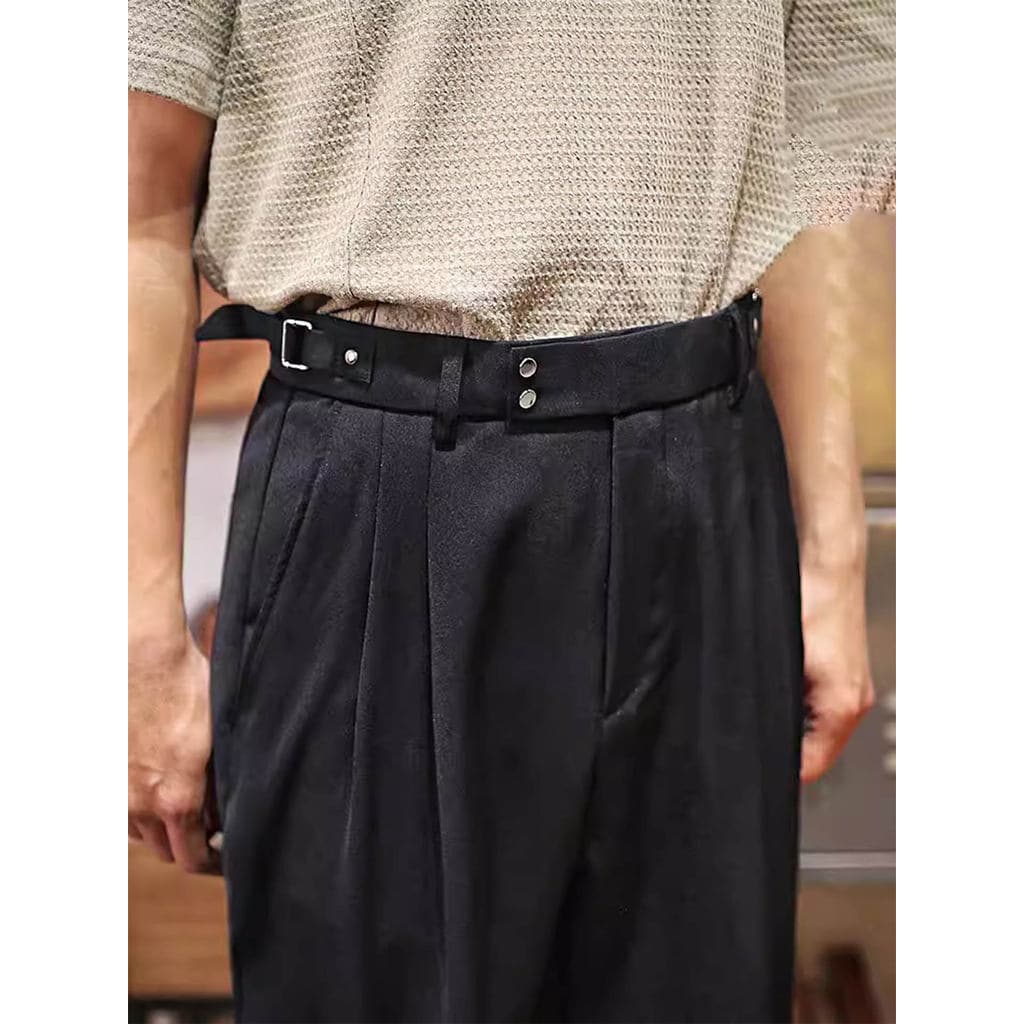 Japonês Retro calças casuais masculinas em linha reta solta calças de perna larga primavera High-End Commuter terno calç
