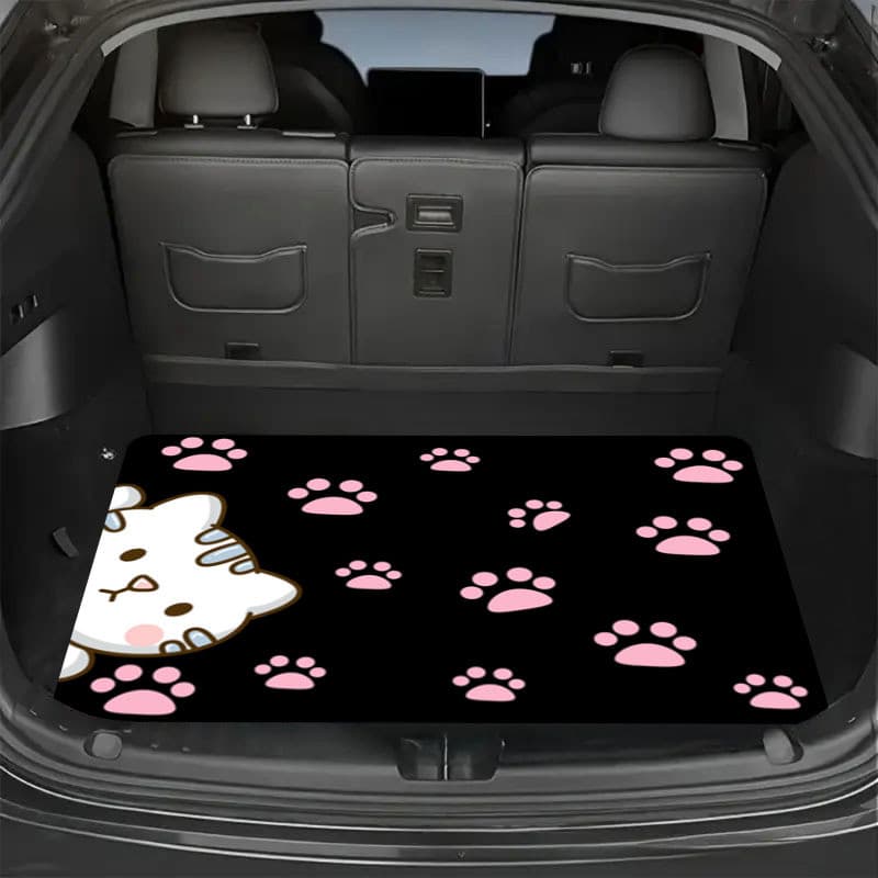 Tapete de porta-malas de gatinho fofo rosa de 1 unidade, tapete antiderrapante e antiderrapante para interiores de carro