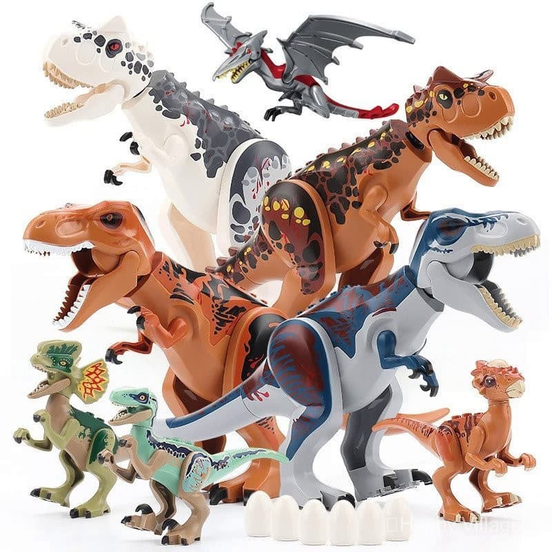 Mundo dos Dinossauros Jurássicos, Grande Modelo de Dinossauro em Blocos de Montar, Tyrannosaurus Rex, Triceratops, Dinos