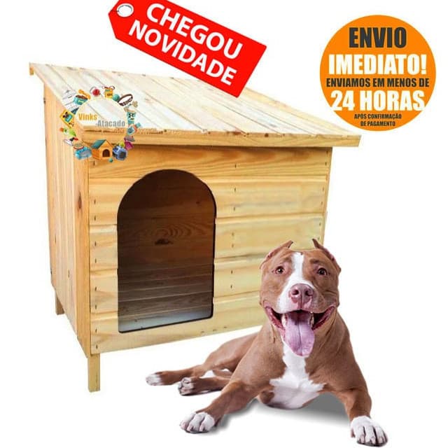 Casinha Edicula de Madeira N6 Para Cachorro Porte Grande Cães Casa Pet Número 6 Feito Madeira Pinus Pittbull