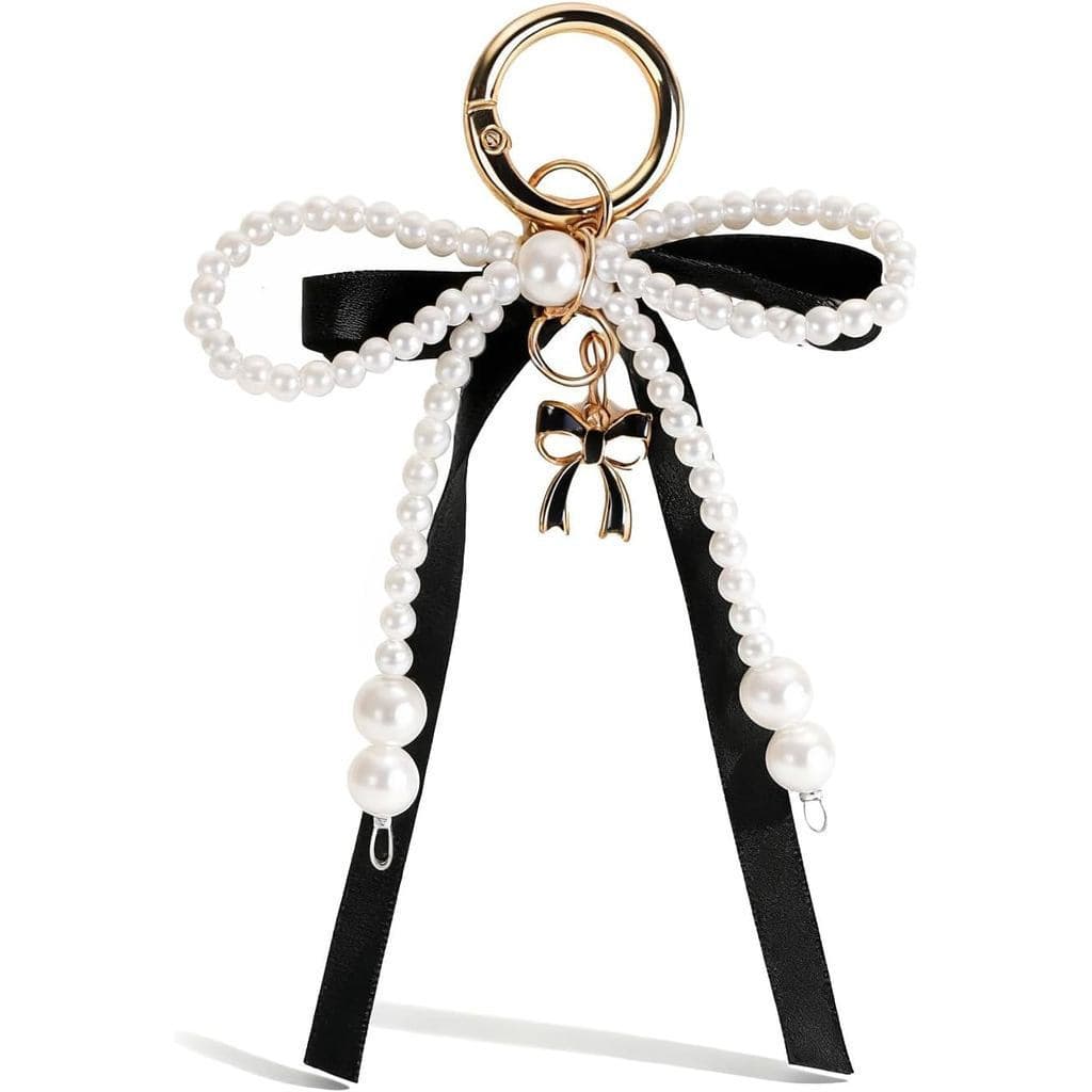 Frisado Pérola Arco Pingente Chaveiro Para Mulheres Saco Charme Bolsa Decoração Bolsas Moda Chave Do Carro Acessório Pre