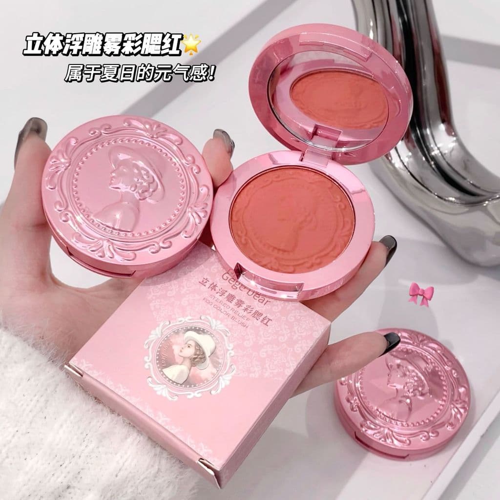 Gege bear gege bear tridimensional em relevo névoa cor blush baixa saturação Natural Nude maquiagem monocromático blush