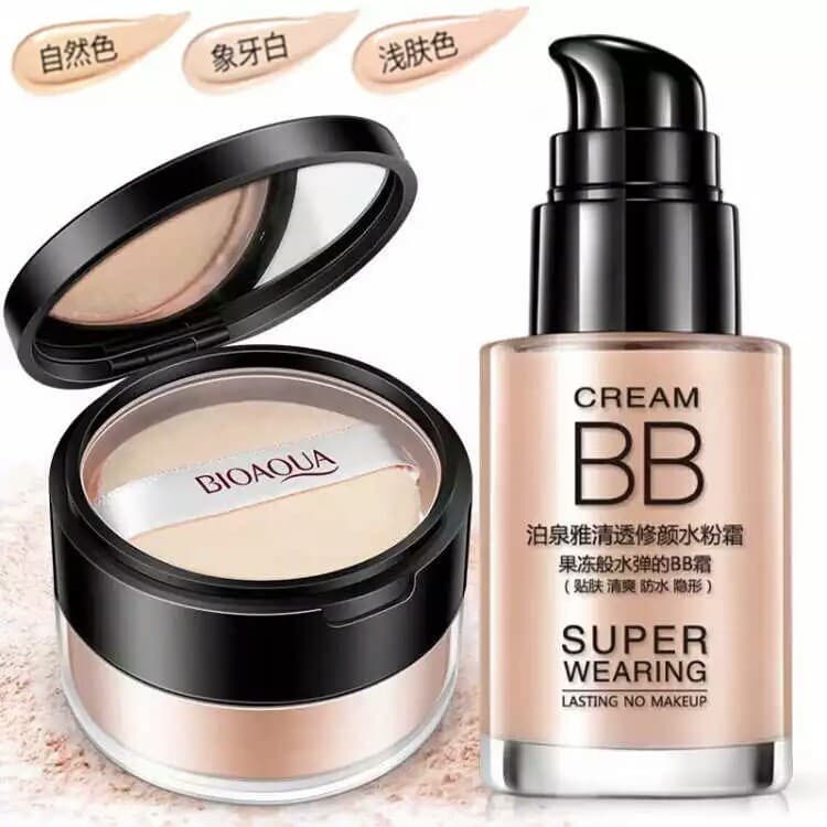 Poquanya bb Creme Maquiagem Configuração Pó Impecável bb Creme Rosto Simples bb Almofada de Ar cc Creme Corretivo Hidrat