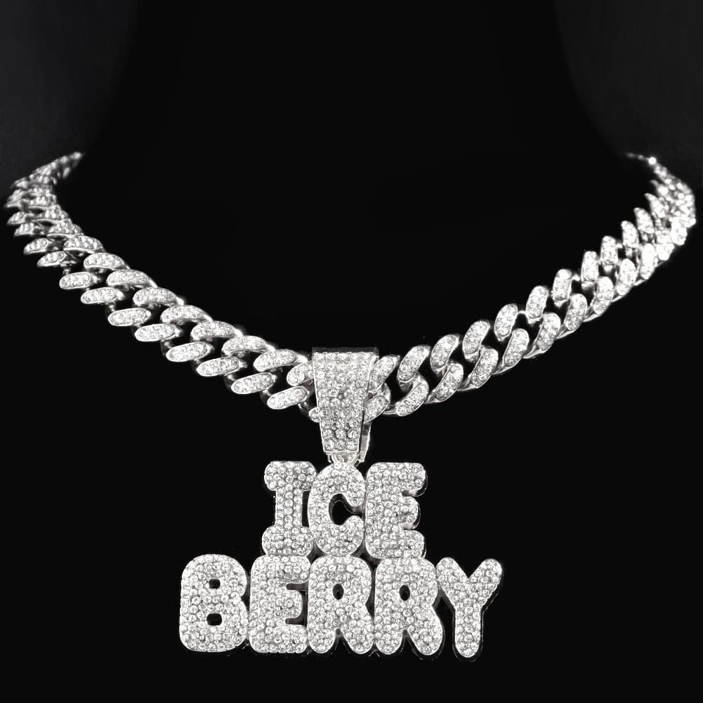 Único Hip Hop hiphop cheio de diamante costura carta acessórios jóias colar estilo grosso legal cubana corrente colar