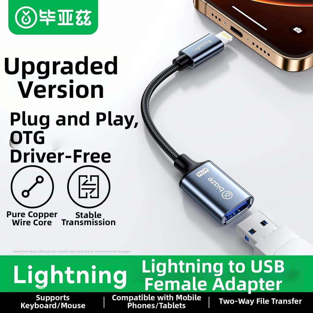 Adaptador Lightning Para USB Unidade Externa , Mouse , Teclado E Cabo De Dados